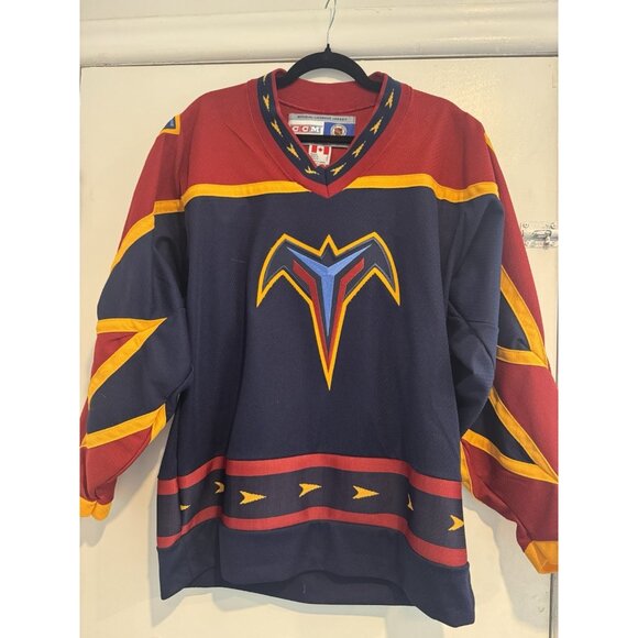 Atlanta Thrashers CCM Jersey Mens S Blue Red Knit‎ Long Sleeve Hockey NHL. - Picture 1 of 13